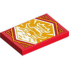 Part 26603pb220 - Tile 2 x 3 with White Dojo Temple on Gold Background with Gold Trim Pattern (Ninjago Wisdom Banner)