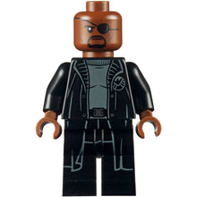 Minifig sh0585b - Nick Fury - Gray Sweater and Black Trench Coat, No Shirt Tail