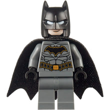 Minifig sh0589a - Batman - Dark Bluish Gray Suit with Gold Outline Belt and Crest, Mask and Cape (Type 3 Cowl, Spongy Cape)