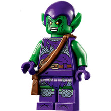 Minifig sh0695 - Green Goblin - Bright Green Skin, Dark Purple Outfit, Small Yellow Eyes, Printed Legs