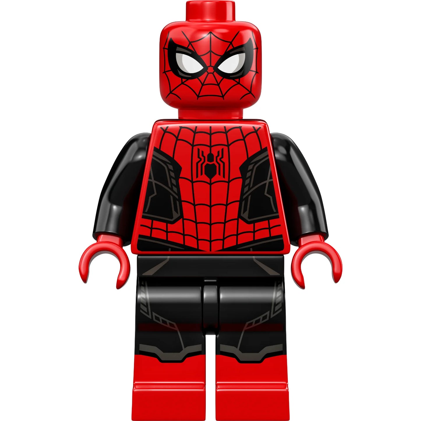 Minifigur sh0782 – Spider-Man – Schwarz-roter Anzug, kleine schwarze Spinne, silberner Rand (verbesserter Anzug)