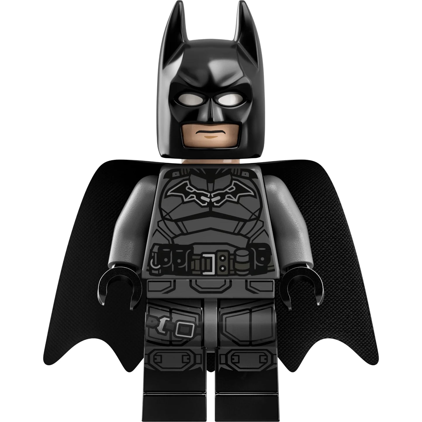Minifigur sh0786 - Batman - Dunkelblau-grauer Anzug, schwarzer Gürtel, schwarze Hände, schwammiger Umhang mit 1 Loch, schwarze Stiefel