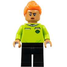 Minifig soc159 - Soccer Referee - Orange Hair, Lime Jersey, Black Legs