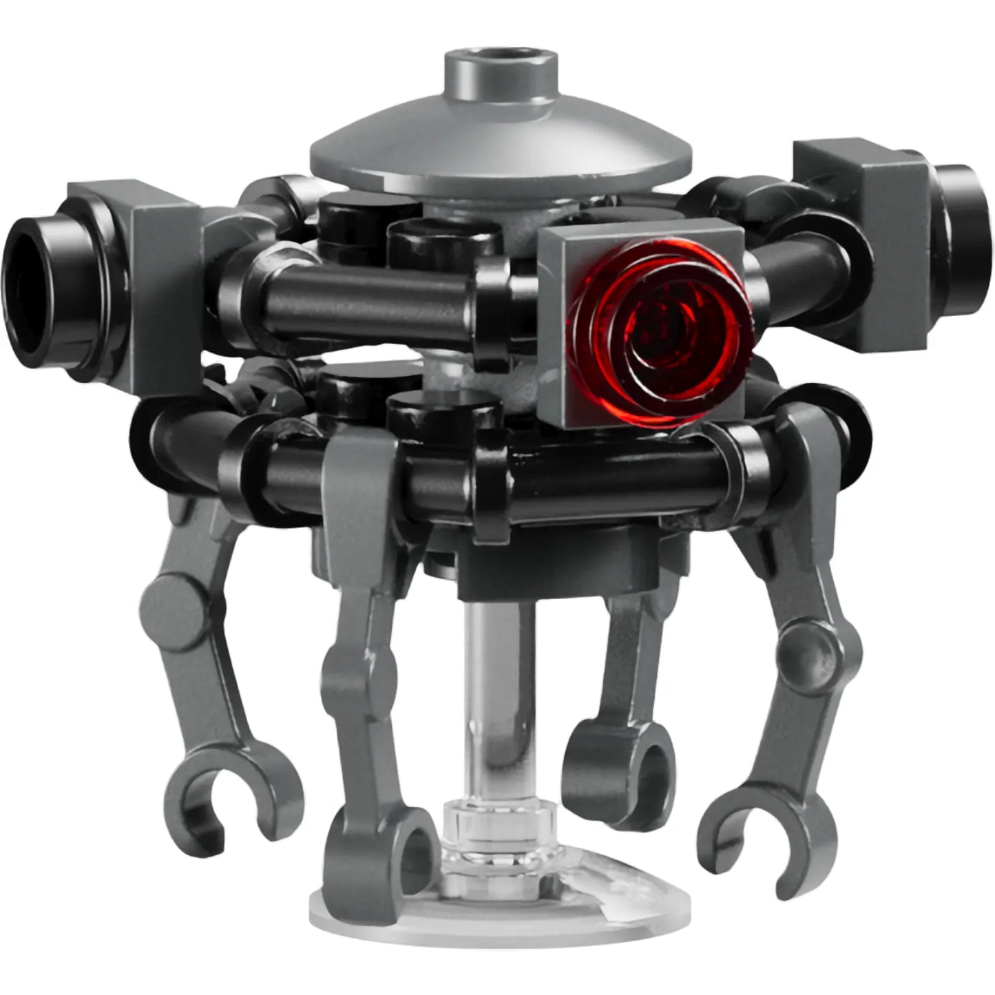 Minifig sw1449 - Imperial Probe Droid - Black and Dark Bluish Gray Body, Trans-Clear Dish Stand