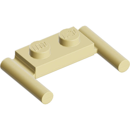 Part 3839b - Plate, Modified 1 x 2 with Bar Handles - Flat Ends, Low Attachment