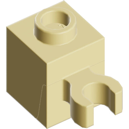Part 60475b - Brick, Modified 1 x 1 with Open O Clip (Vertical Grip) - Hollow Stud